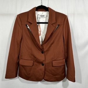 NWT VHNY [ Small ]‎ Long Sleeve Cut Out Blazer Jacket in Brown